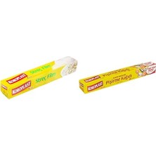 1001 Streç Film 30 cm x 33 mt ve Koroplast Hazır Kesilmiş 16 Adet Pişirme Kağıdı (1 x 16 Adet)