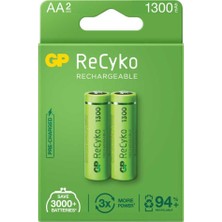 Get Store Gp Recyko 1300MAH Aa Şarj Edilebilir Kalem Pil 2'li Paket