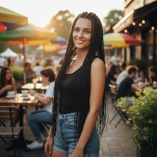 Egecen Afrika Örgüsü ve Rasta Için Sentetik / Siyah