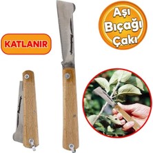 Get Store Aşı Bıçağı Profesyonel Çelik Tepeli Uçlu Bağ Ağaç Budama Aşı Çakısı 170 mm Ahşap Saplı Bıçak Çakı