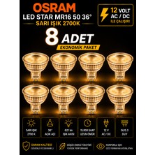 Avarson (8 Adet) Ledvance 12V Ac/dc 6.1W (50W) 2700K (Sarı Işık) Gu5.3 Duylu LED Çanak Ampul