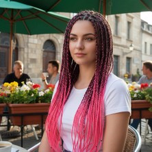 Egecen Afrika Örgüsü ve Rasta Için Sentetik Ombreli / Siyah / Neon Pembe