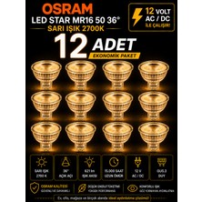 Avarson (12 Adet) Ledvance 12V Ac/dc 6.1W (50W) 2700K (Sarı Işık) Gu5.3 Duylu LED Çanak Ampul