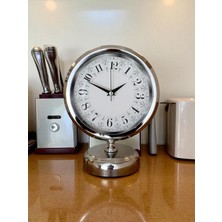 Ankaverse Classic Series Silver 25 x 20 cm Metal Krom Masa Saati