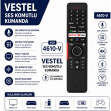 AŞIK STORE Vestel 4610-V Ses Komutlu Akıllı Tv Kumandası Netflix Youtube Prime Video Tuşlu