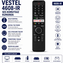 AŞIK STORE Vestel 4608-IR Akıllı Tv Kumandası – Netflix Youtube Prime Video Disney+ Tabii Google Play Tuşlu Ses Komutsuz Kumanda