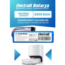Electroll Xiaomi Robot Vacuum X10 Uyumlu Batarya (Orijinal Kapasite) 5200MAH Pil Robot Süpürge Bataryası