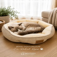Angela Ultra Yumuşak, Kaydırmaz Tabanlı, Silikon Elyaf Dolgulu, Yıkanabilir Kedi&köpek Yatağı