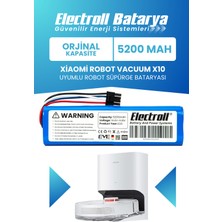 Electroll Xiaomi Robot Vacuum X10 Uyumlu Robot Süpürge Bataryası 5200MAH Robot Süpürge Pili