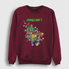 Presmono Unisex Bordo All Minecraft Sweatshirt