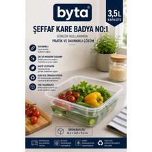 3,5 L Şeffaf Kare Plastik Badya No:1 Bpa Içermez Çok Amaçlı Gıda Hazırlama, Sebze Meyve Yıkama ve Saklama Kabı