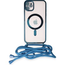 Bezos iPhone 11 Kılıf Divo Lazer Askılı Magsafe Kapak - Sierra Blue