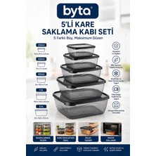 5'li Kare Saklama Kabı Seti 250 ml - 500 ml - 900 ml - 1,5 L - 2,5 L Bpa Free Gıda Saklama Kabı Buzdolabı, Derin Dondurucu ve Mikrodalgaya Uygun