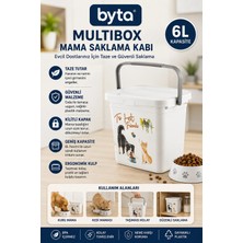 6 Litre Kulplu Mama Saklama Kabı Kapaklı Kedi Köpek Kuru Mama Saklama Kutusu