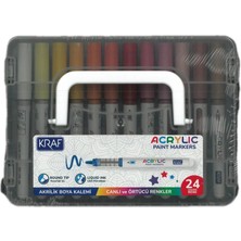 Kraf 666 Akrilik Marker Yuvarlak Uç Boya Kalemi Seti 24'lü