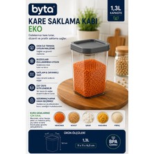 Eko 1,3 L Kare Erzak Saklama Kabı Kapaklı Plastik Gıda Saklama Kabı Şeffaf Mutfak Düzenleme Kabı