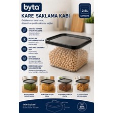 2,5 L Kare Saklama Kabı Kapaklı Plastik Gıda Saklama Kabı Şeffaf Erzak ve Buzdolabı Düzenleme Kabı