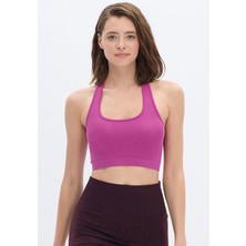 Boyundan Geçmeli Ribli Crop Top Magenta