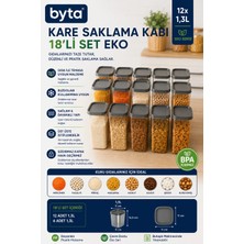 Eko 12'li Kare Erzak Saklama Kabı Seti 12X1,3 L Kapaklı Plastik Gıda Saklama Kabı Şeffaf Kiler ve Mutfak Düzenleme Seti