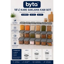 Eco 18'li Kare Erzak Saklama Kabı Seti 6X650 ml + 6x1,3 L + 6x1,9 L Bpa Free Kapaklı Gıda Saklama Kabı Buzdolabı ve Kiler Düzenleyici