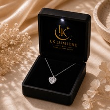 LK Lumiere 925 Ayar Gümüş Kolye Işıklı Kutuda - Zirkon Taşlı Halo Kalp