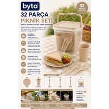 32 Parça Piknik Seti – 4 Kişilik Taşıma Kutulu Kamp ve Piknik Yemek Takımı
