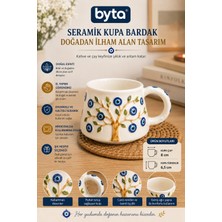 Nazar Boncuğu Desenli Seramik Kupa Bardak – Kabartmalı El Yapımı Görünümlü Kahve ve Çay Kupası