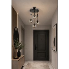Elizim Home Lighting Vega 4’lü Füme Camlı Modern Sarkıt Salon- Oturma Odası- Yatak Odası Avize – Siyah