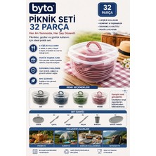 32 Parça Piknik Seti 6 Kişilik Taşınabilir Kapaklı Piknik ve Kamp Yemek Seti