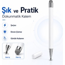 Sneezy Samsung Galaxy Tab A9+ Plus X210 Ile Uyumlu Çift Uçlu Dokunmatik Kalem Disk Fiber Uç