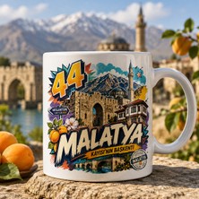Ajans 313 Malatya Temalı 44 Plaka Çizgi Roman Tasarımlı Seramik Kupa Bardak