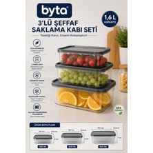 3'lü Dikdörtgen Gıda Saklama Kabı Seti 300 ml + 500 ml + 800 ml Bpa Free Kapaklı Şeffaf Saklama Kabı Buzdolabı Uyumlu