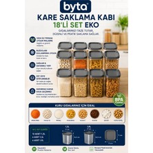 Eko 12'li Kare Erzak Saklama Kabı Seti 12X1,3 L Kapaklı Plastik Gıda Saklama Kabı Şeffaf Mutfak Düzenleme Seti