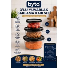 3'lü Yuvarlak Saklama Kabı Seti 700 ml + 1,1 L + 1,75 L Kapaklı Şeffaf Gıda Saklama Kabı Bpa'sız Organizer