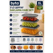 3'lü Şeffaf Erzak Saklama Kabı Seti Toplam 6 L Kapaklı Plastik Gıda Saklama Kabı Mutfak Düzenleme Seti