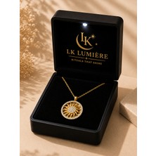LK Lumiere 925 Ayar Gümüş Kolye Işıklı Kutuda - Altın Zirkon Taşlı Güneş
