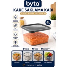4 L Kare Saklama Kabı Kapaklı Şeffaf Gıda Saklama Kabı Bpa'sız Çok Amaçlı Organizer