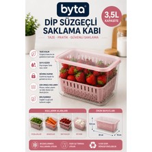 3,5 L Dip Süzgeçli Meyve ve Sebze Saklama Kabı Kapaklı Gıda Muhafaza Kutusu