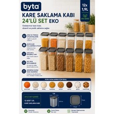 12'li Kare Erzak Saklama Kabı Seti 12X1,9 L Kapaklı Plastik Gıda Saklama Kabı Şeffaf Mutfak Düzenleme Seti