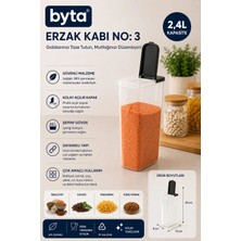 2,4 L Erzak Saklama Kabı Bpa Free Kapaklı Bakliyat, Makarna ve Gıda Saklama Kabı Şeffaf Mutfak Düzenleyici