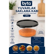 1,75 L Yuvarlak Saklama Kabı Kapaklı Şeffaf Gıda Saklama Kabı Bpa'sız Çok Amaçlı Organizer