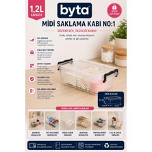 1,2 L Kilitli Kapaklı Çok Amaçlı Saklama Kabı Şeffaf Plastik Organizer Kutu