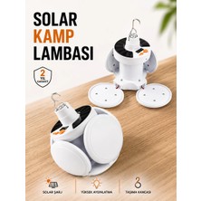 Bezos Kamp Lambası Işıldak Beyaz Işık Güneş Enerjili Solar Aydınlatma 5 Kanatlı Katlanabilir