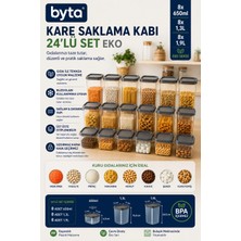 Eko 24'lü Kare Erzak Saklama Kabı Seti 8X650 ml + 8x1,3 L + 8x1,9 L Kapaklı Plastik Gıda Saklama Kabı Şeffaf Mutfak Düzenleme Seti