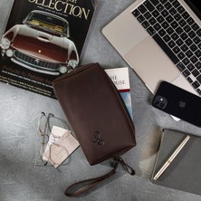 Elitaş Deri Hakiki Deri El Çantası Clutch Çanta Portföy Çanta Organizer Clutch Kahverengi
