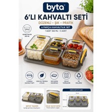 6'lı Kapaklı Kahvaltılık Saklama Kabı Seti - Şeffaf Gıda Saklama, Sunum ve Düzenleyici Organizer