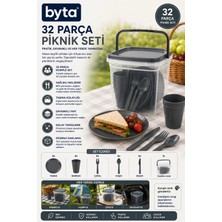 32 Parça Piknik Seti – 4 Kişilik Taşıma Kutulu Kamp ve Piknik Yemek Takımı