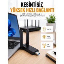Mbps Wifi Alıcı Kablosuz Wifi Adaptörü Çift Band Çift Antenli Yeni Nesil - Lisinya