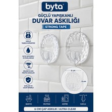 Şeffaf Kendinden Yapışkanlı Duvar Askılığı 6 cm Çaplı Delmeden Montaj Güçlü Yapışkanlı Banyo Mutfak Havlu Askısı 2'li