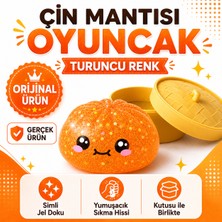 Overdal Turuncu Çin Mantısı Squishy Orijinal Gerçek Ürün Büyük Boy Simli Dumpling Viral Oyuncak